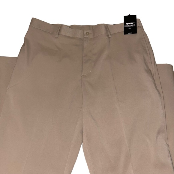 NWT Slazenger Gold Wicking Core Pants Khaki Size 36/32 Flat Front Golfing Pant - Picture 2 of 7